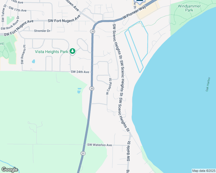 map of restaurants, bars, coffee shops, grocery stores, and more near 2595 Southwest Capital Drive in Oak Harbor