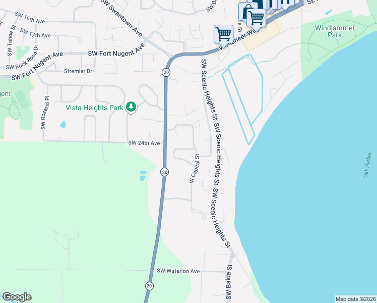 map of restaurants, bars, coffee shops, grocery stores, and more near 2420 Southwest Capital Drive in Oak Harbor