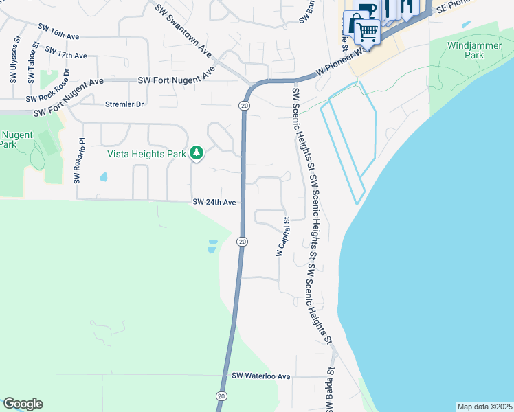 map of restaurants, bars, coffee shops, grocery stores, and more near 2550 Southwest Talon Loop in Oak Harbor