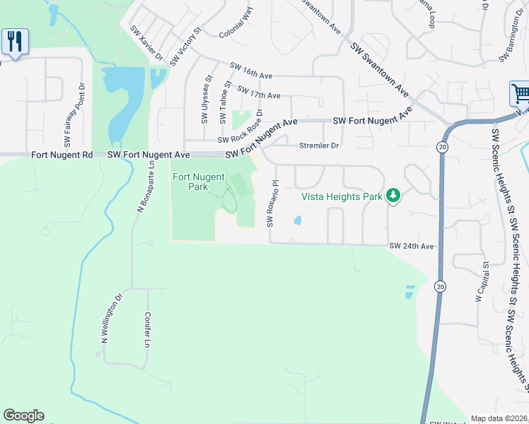 map of restaurants, bars, coffee shops, grocery stores, and more near 2189 Southwest Rosario Place in Oak Harbor