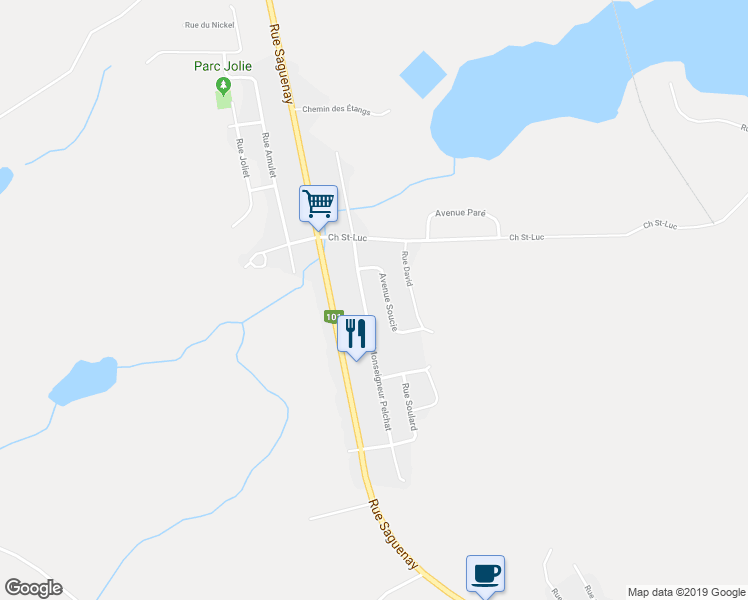 map of restaurants, bars, coffee shops, grocery stores, and more near 2746 Rue Monseigneur Pelchat in Rouyn-Noranda
