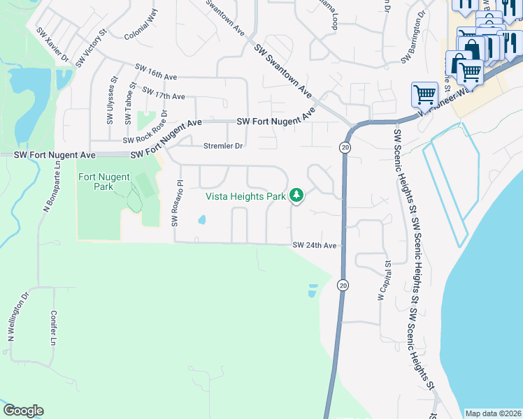 map of restaurants, bars, coffee shops, grocery stores, and more near 1005 Ridgeway Drive in Oak Harbor