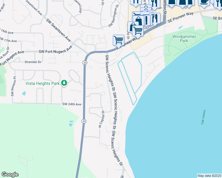 map of restaurants, bars, coffee shops, grocery stores, and more near 2230 Freund Street in Oak Harbor