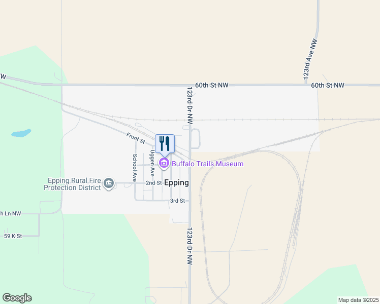 map of restaurants, bars, coffee shops, grocery stores, and more near 123rd Drive Northwest in Epping