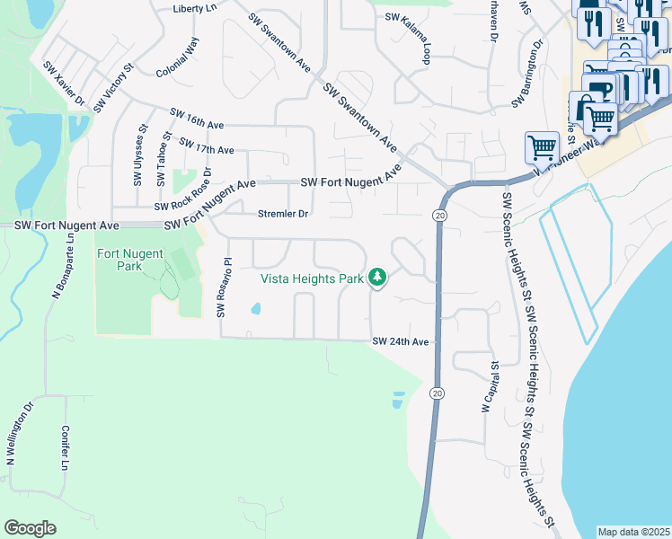 map of restaurants, bars, coffee shops, grocery stores, and more near 1094 West Greenwood Street in Oak Harbor