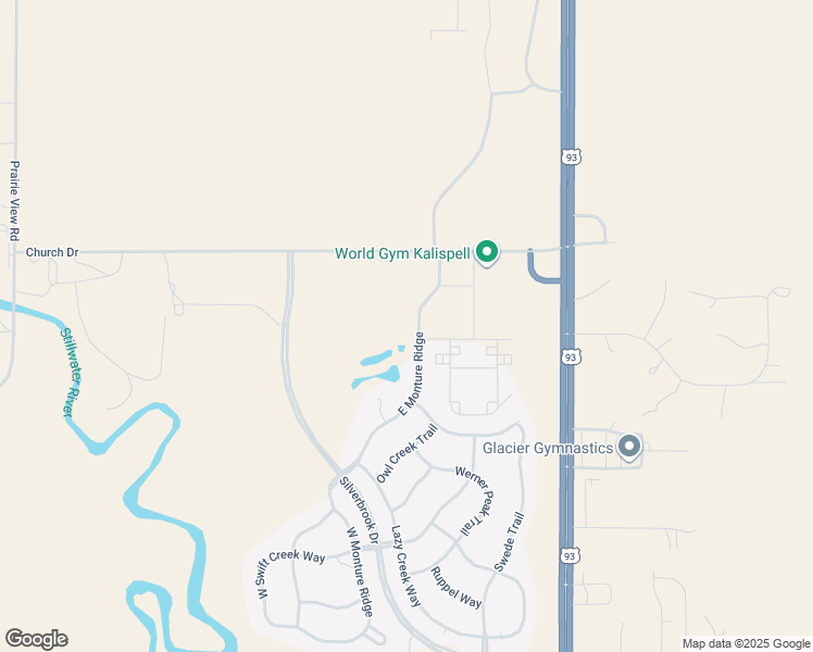 map of restaurants, bars, coffee shops, grocery stores, and more near 250 Mennonite Church Road in Kalispell