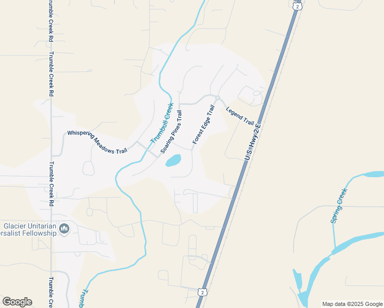 map of restaurants, bars, coffee shops, grocery stores, and more near 413 Forest Edge Trail in Kalispell