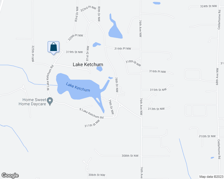 map of restaurants, bars, coffee shops, grocery stores, and more near 31426 78th Drive Northwest in Stanwood