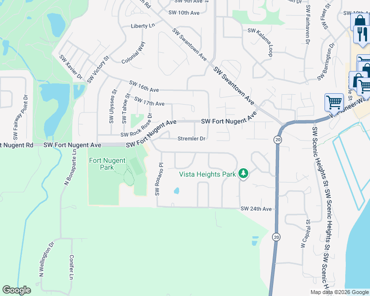 map of restaurants, bars, coffee shops, grocery stores, and more near 1147 Ridgeway Drive in Oak Harbor