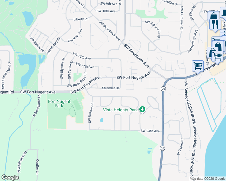 map of restaurants, bars, coffee shops, grocery stores, and more near 1442 Stremler Drive in Oak Harbor