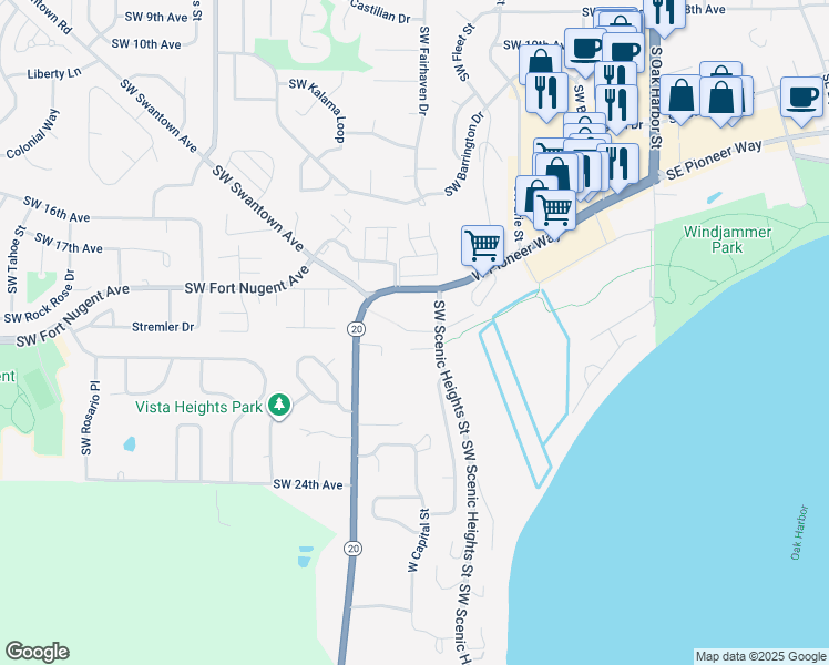 map of restaurants, bars, coffee shops, grocery stores, and more near 798 Southwest 19th Court in Oak Harbor