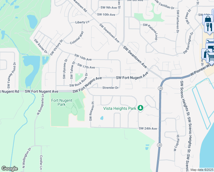 map of restaurants, bars, coffee shops, grocery stores, and more near 1608 Stremler Drive in Oak Harbor