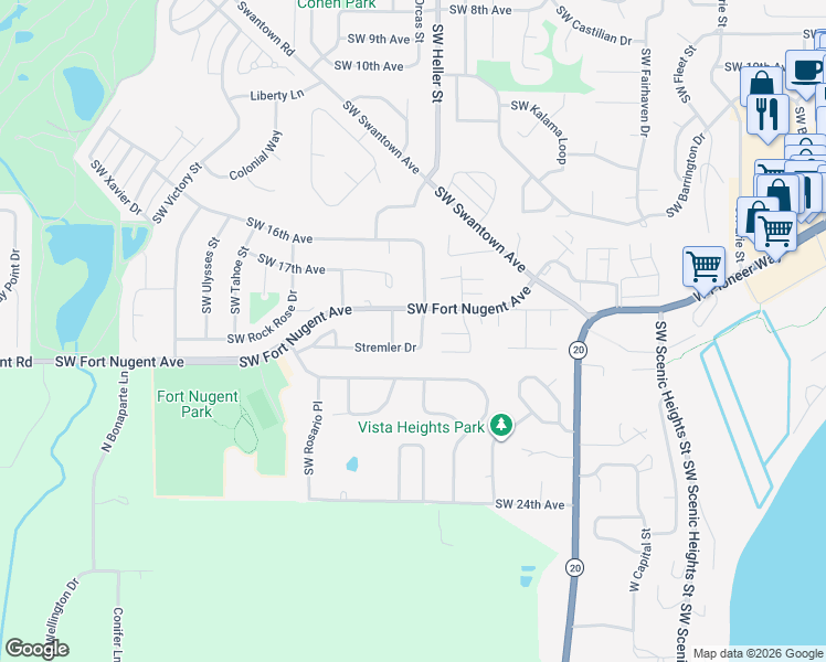map of restaurants, bars, coffee shops, grocery stores, and more near 1442 Stremler Drive in Oak Harbor