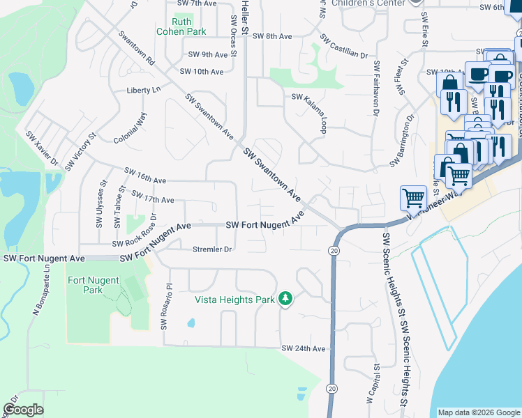 map of restaurants, bars, coffee shops, grocery stores, and more near 1651 SouthWest Mulberry Place in Oak Harbor