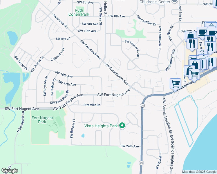 map of restaurants, bars, coffee shops, grocery stores, and more near 1651 SouthWest Mulberry Place in Oak Harbor