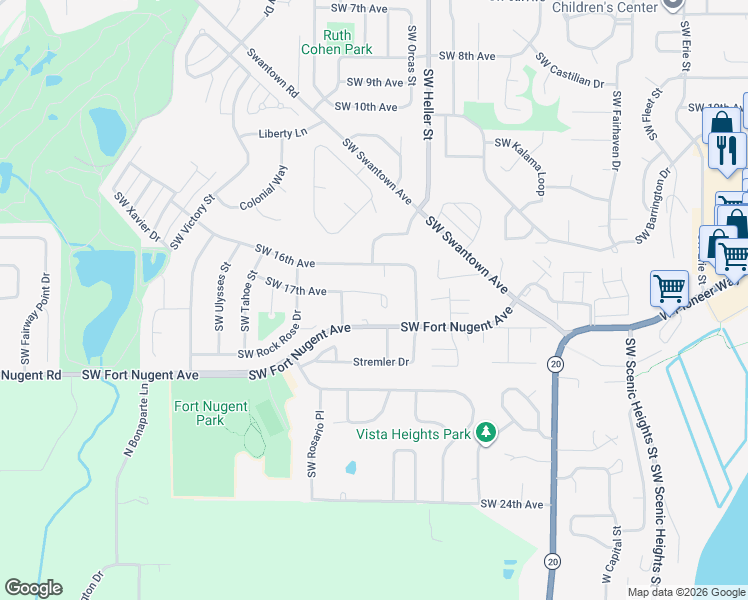 map of restaurants, bars, coffee shops, grocery stores, and more near 1615 Southwest 17th Avenue in Oak Harbor