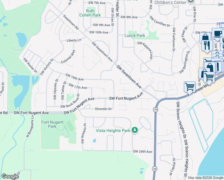 map of restaurants, bars, coffee shops, grocery stores, and more near 1530 Southwest 17th Avenue in Oak Harbor