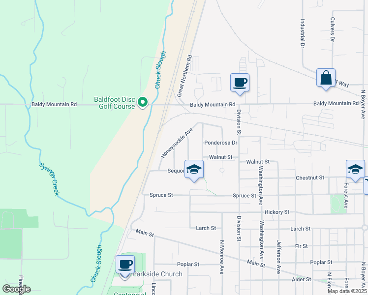 map of restaurants, bars, coffee shops, grocery stores, and more near 1211 Forsythia Avenue in Sandpoint