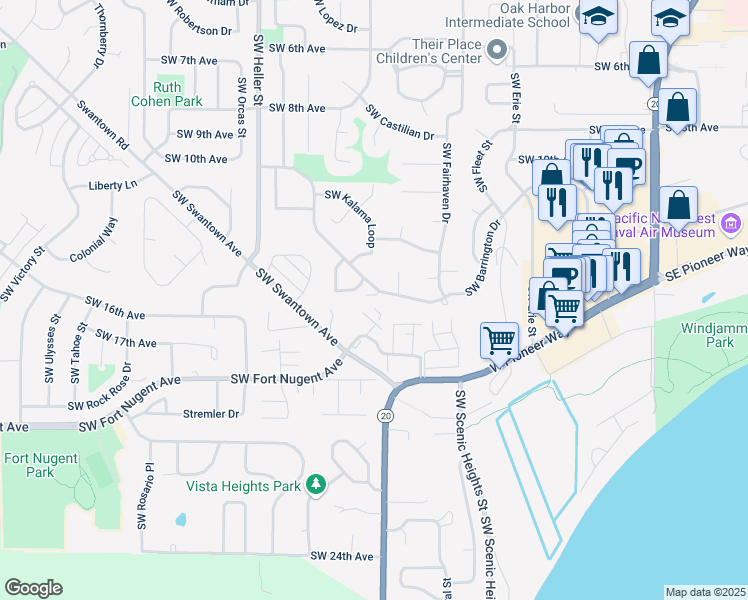 map of restaurants, bars, coffee shops, grocery stores, and more near 945 Southwest Barrington Drive in Oak Harbor