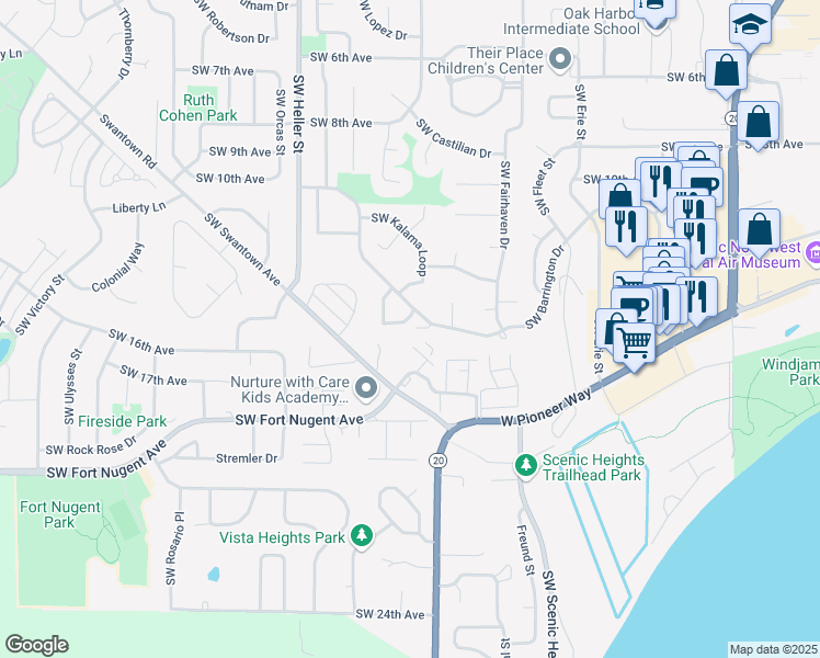 map of restaurants, bars, coffee shops, grocery stores, and more near 945 Southwest Barrington Drive in Oak Harbor