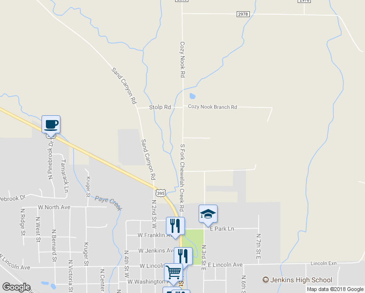 map of restaurants, bars, coffee shops, grocery stores, and more near 2244 Cozy Nook Road in Chewelah