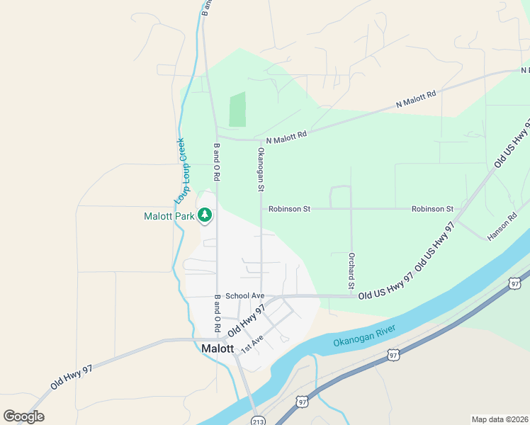map of restaurants, bars, coffee shops, grocery stores, and more near 19 Okanogan Street in Malott