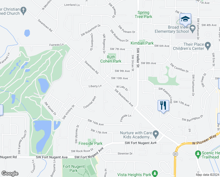 map of restaurants, bars, coffee shops, grocery stores, and more near 2182 North Crosswoods Circle in Oak Harbor