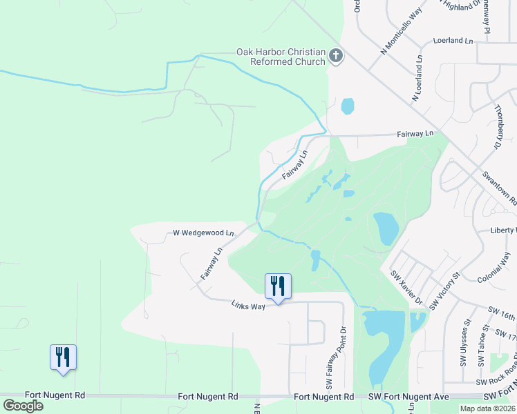 map of restaurants, bars, coffee shops, grocery stores, and more near 2241 Fairway Lane in Oak Harbor