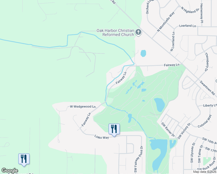 map of restaurants, bars, coffee shops, grocery stores, and more near 2241 Fairway Lane in Oak Harbor