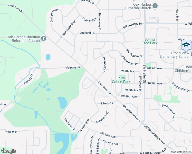 map of restaurants, bars, coffee shops, grocery stores, and more near 2148 Southwest Sunnyside Avenue in Oak Harbor
