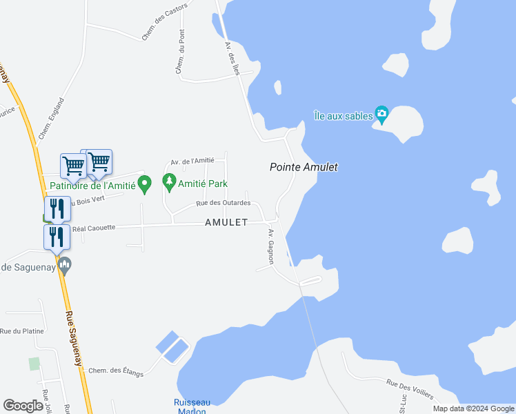 map of restaurants, bars, coffee shops, grocery stores, and more near 276 Rue des Outardes in Rouyn-Noranda
