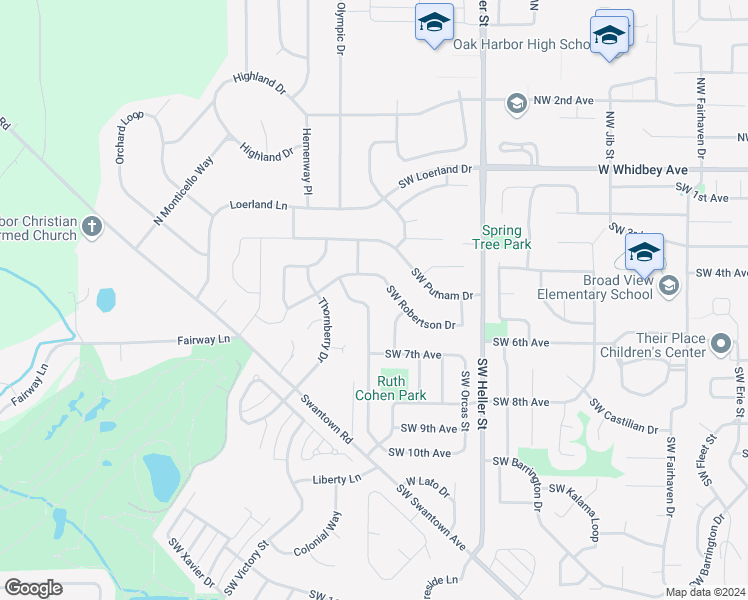 map of restaurants, bars, coffee shops, grocery stores, and more near 490 Southwest Regency Drive in Oak Harbor