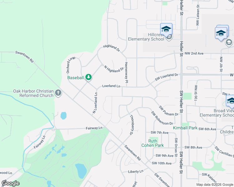 map of restaurants, bars, coffee shops, grocery stores, and more near 189 Southwest Tourist Street in Oak Harbor
