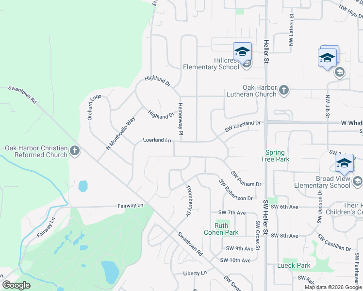 map of restaurants, bars, coffee shops, grocery stores, and more near 1995 Southwest Loerland Drive in Oak Harbor