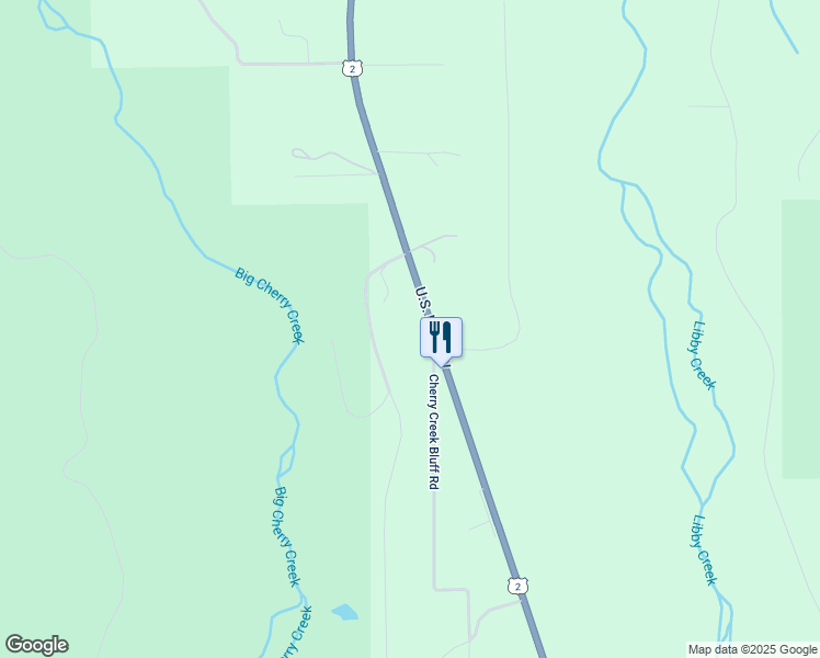 map of restaurants, bars, coffee shops, grocery stores, and more near 7454 U.S. Highway 2 in Libby