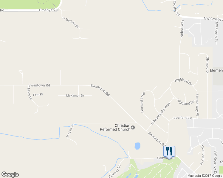 map of restaurants, bars, coffee shops, grocery stores, and more near 1472 Swantown Road in Oak Harbor