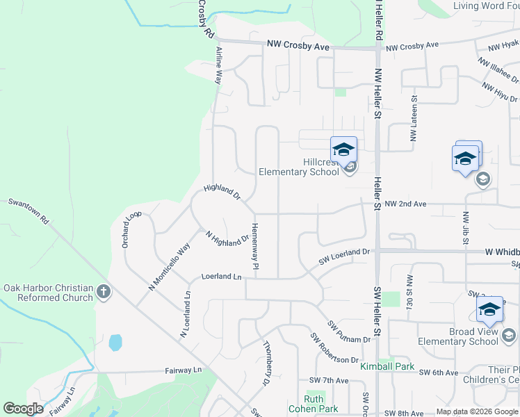 map of restaurants, bars, coffee shops, grocery stores, and more near 1231 Highland Drive in Oak Harbor
