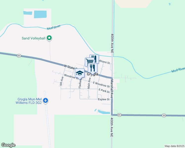 map of restaurants, bars, coffee shops, grocery stores, and more near in Grygla