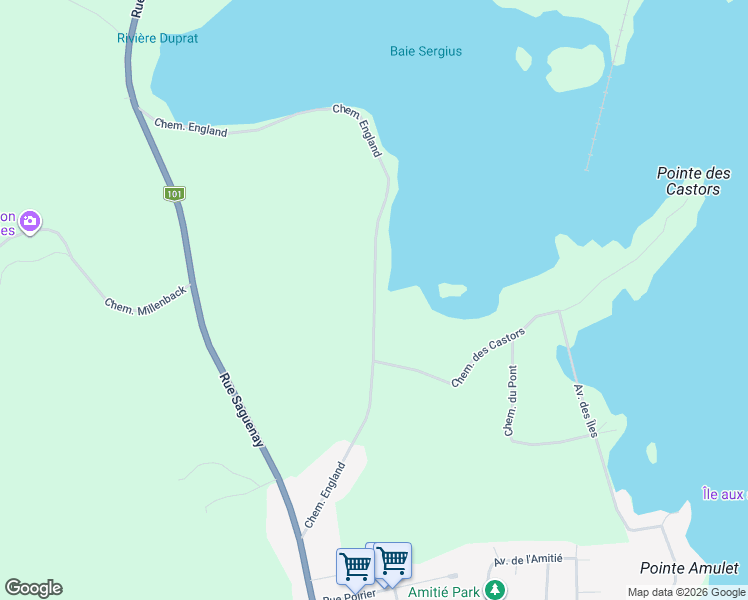 map of restaurants, bars, coffee shops, grocery stores, and more near Chemin England in Rouyn-Noranda