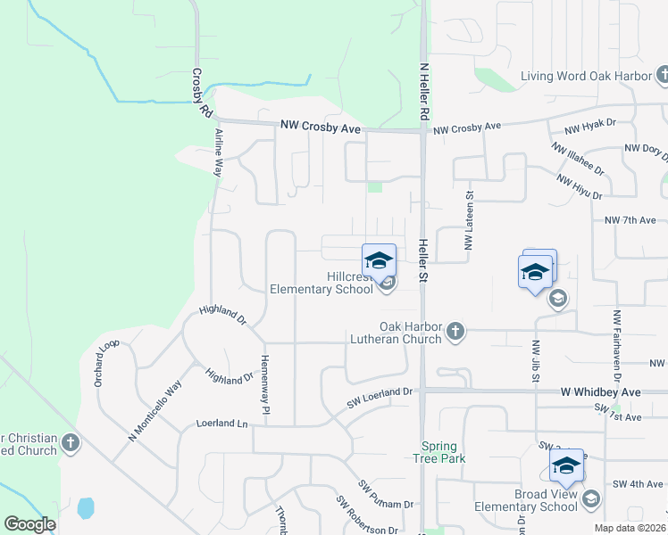 map of restaurants, bars, coffee shops, grocery stores, and more near 1722 Northwest 5th Avenue in Oak Harbor
