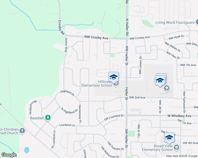 map of restaurants, bars, coffee shops, grocery stores, and more near 1722 Northwest 5th Avenue in Oak Harbor