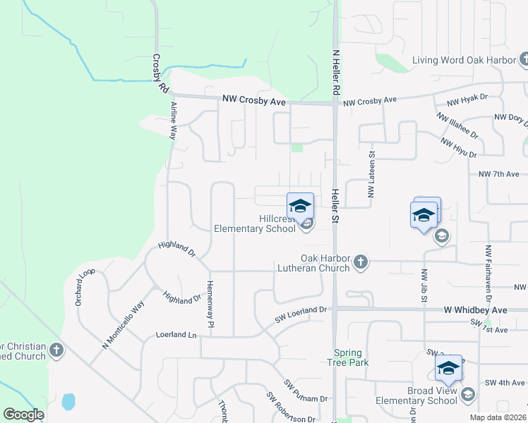map of restaurants, bars, coffee shops, grocery stores, and more near 1722 Northwest 5th Avenue in Oak Harbor