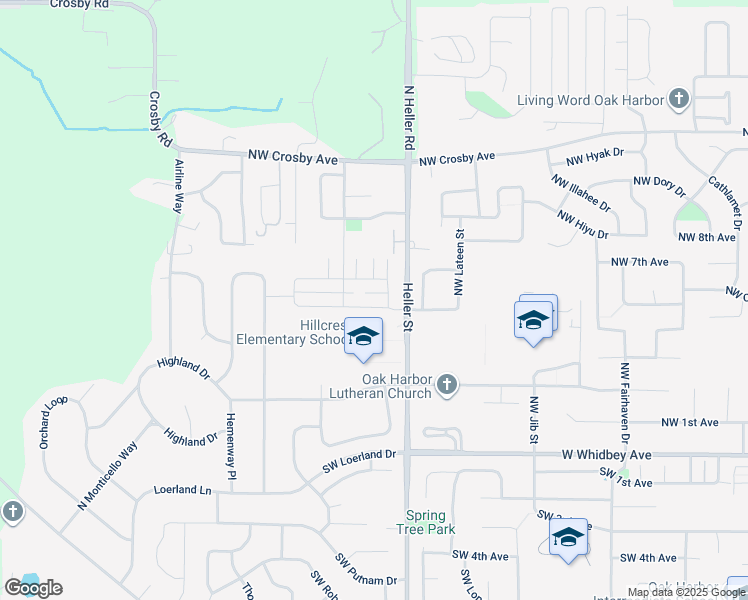 map of restaurants, bars, coffee shops, grocery stores, and more near 1498 Northwest 5th Avenue in Oak Harbor