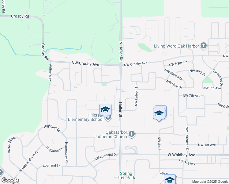 map of restaurants, bars, coffee shops, grocery stores, and more near 1423 Northwest 7th Place in Oak Harbor