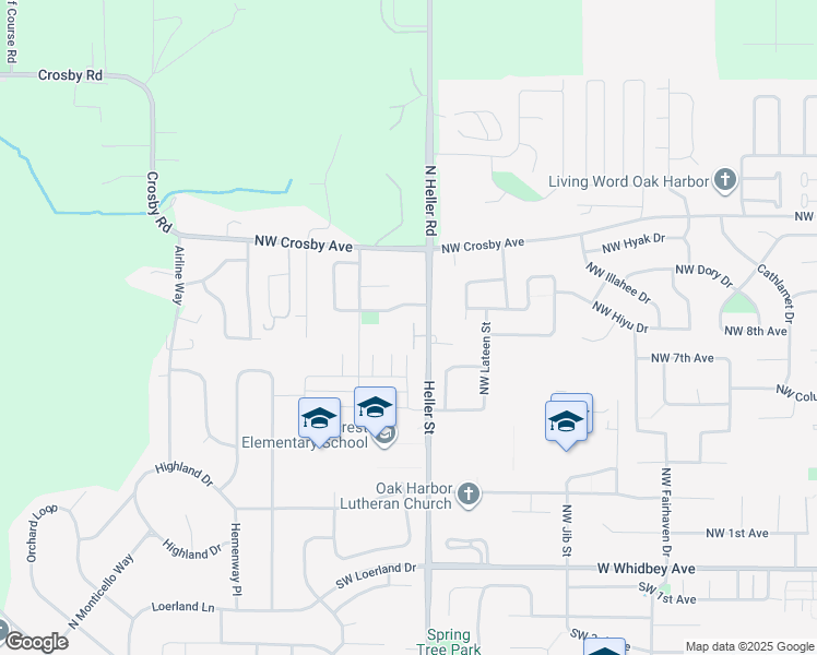 map of restaurants, bars, coffee shops, grocery stores, and more near 1423 Northwest 7th Place in Oak Harbor