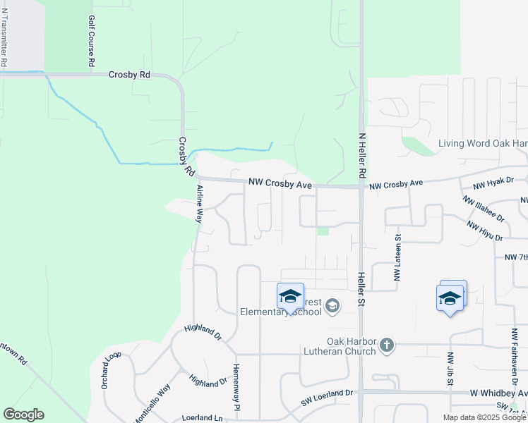 map of restaurants, bars, coffee shops, grocery stores, and more near in Oak Harbor