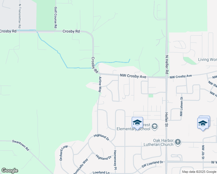 map of restaurants, bars, coffee shops, grocery stores, and more near 2095 Northwest 9th Avenue in Oak Harbor