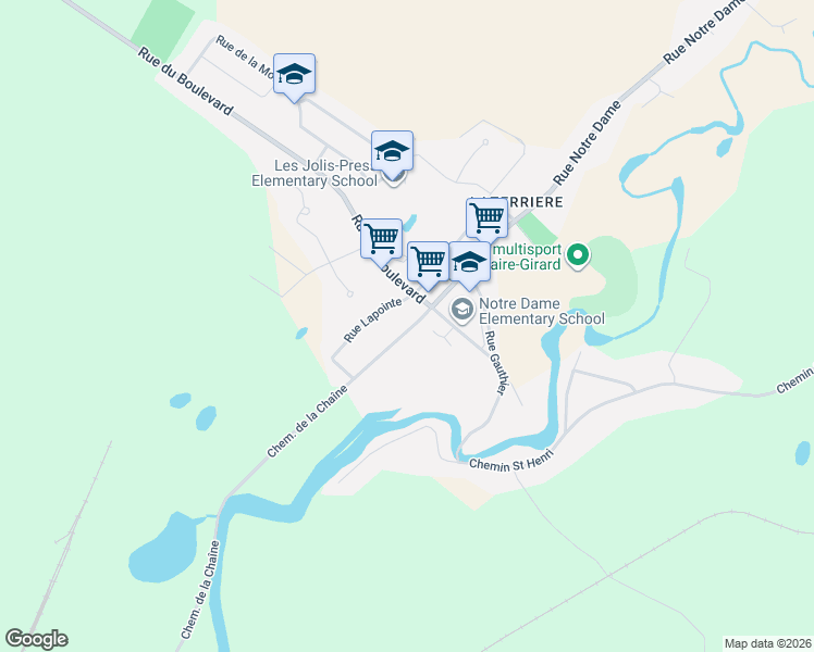 map of restaurants, bars, coffee shops, grocery stores, and more near 6332 Rue Notre Dame in Saguenay