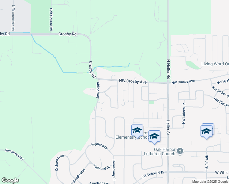 map of restaurants, bars, coffee shops, grocery stores, and more near 905 Northwest Scenic Vista Street in Oak Harbor