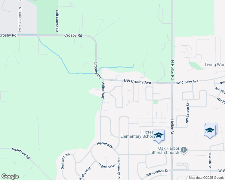 map of restaurants, bars, coffee shops, grocery stores, and more near 2095 Northwest 9th Avenue in Oak Harbor